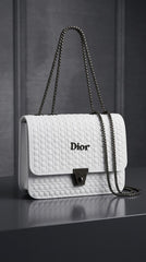 White Quilted Chain Shoulder Bag – Elegant Women’s Handbag