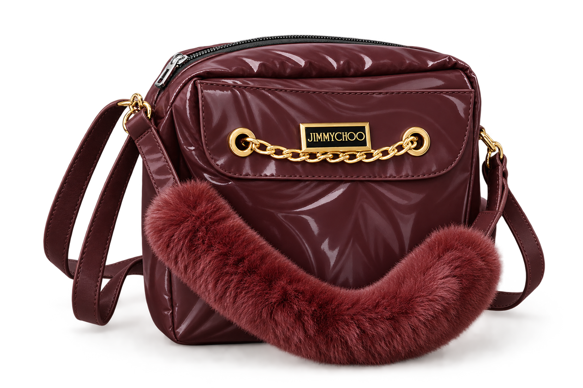 Luxury Burgundy Glossy Crossbody Bag for Women