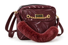 Luxury Burgundy Glossy Crossbody Bag for Women