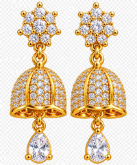 Royal Crystal Jhumka Earrings – Golden Drop