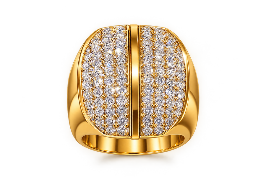 Gold Crystal Panel Ring
