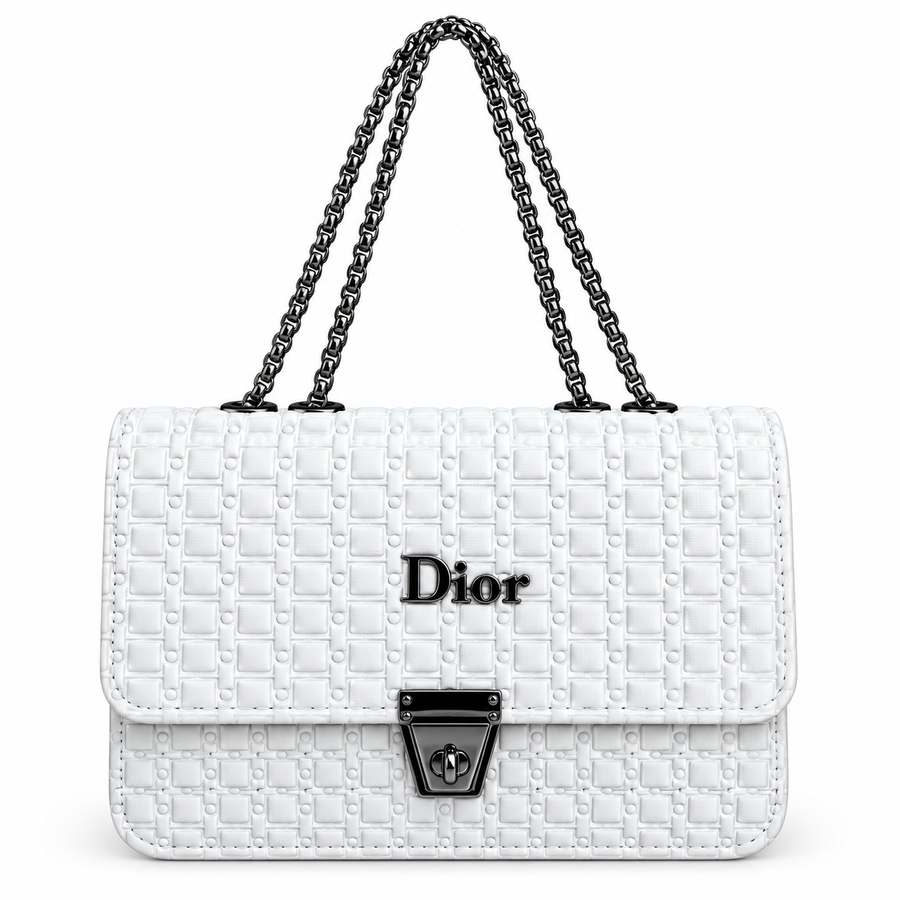 White Quilted Chain Shoulder Bag – Elegant Luxury Style