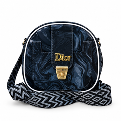 Midnight Blue Luxury Crossbody Bag with Gold-Tone Hardware